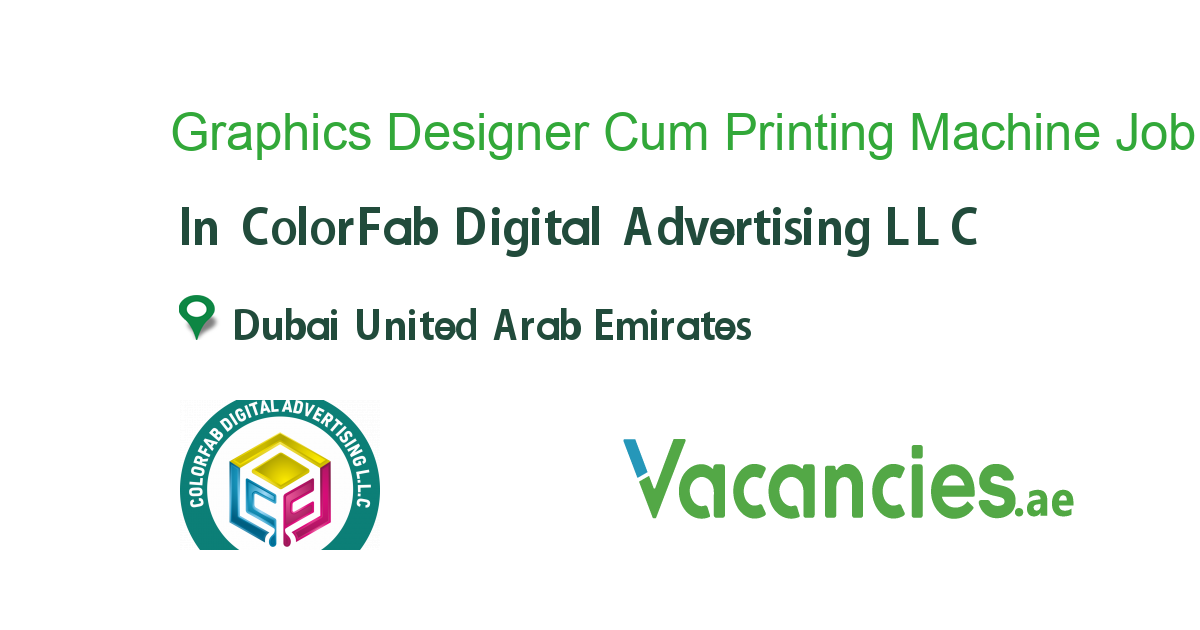 Graphics Designer Cum Printing Machine Operator job in ColorFab Digital